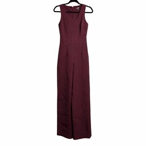 Express Maroon Wide Leg Jumpsuit Sleeveless V-Neck Size 2